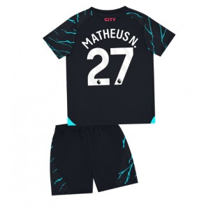 Lacne Dětský Futbalové dres Manchester City Matheus Nunes #27 2023-24 Krátky Rukáv - Tretina (+ trenírky)